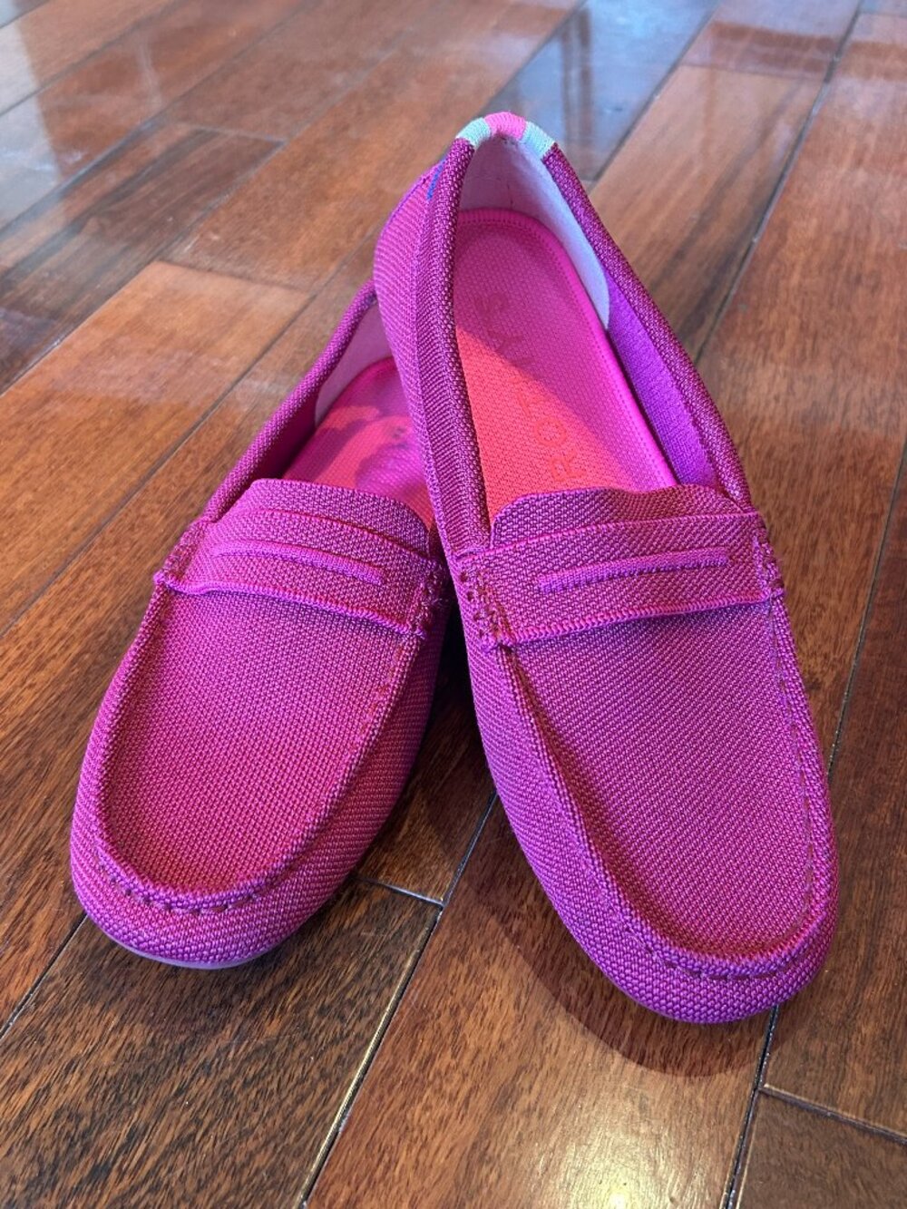 Rothy’s Womens Size 9 Loafers Berry Pink Magenta Knit Penny Driving Flats Shoes